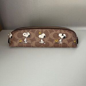 NWT Coach Brown Snoopy pencil case